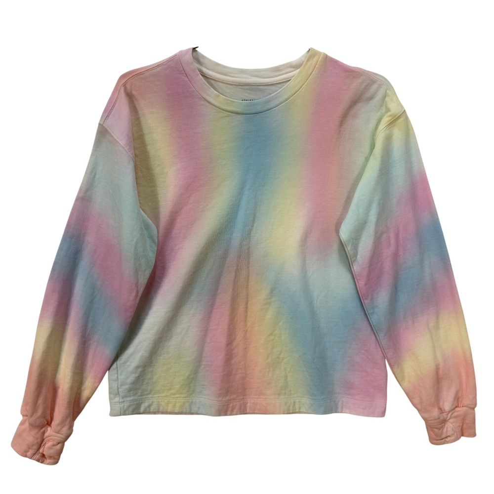 Athleta Girl Rainbow Days Tie Dye Sweatshirt Youth XL/14 Pastel Athleisure